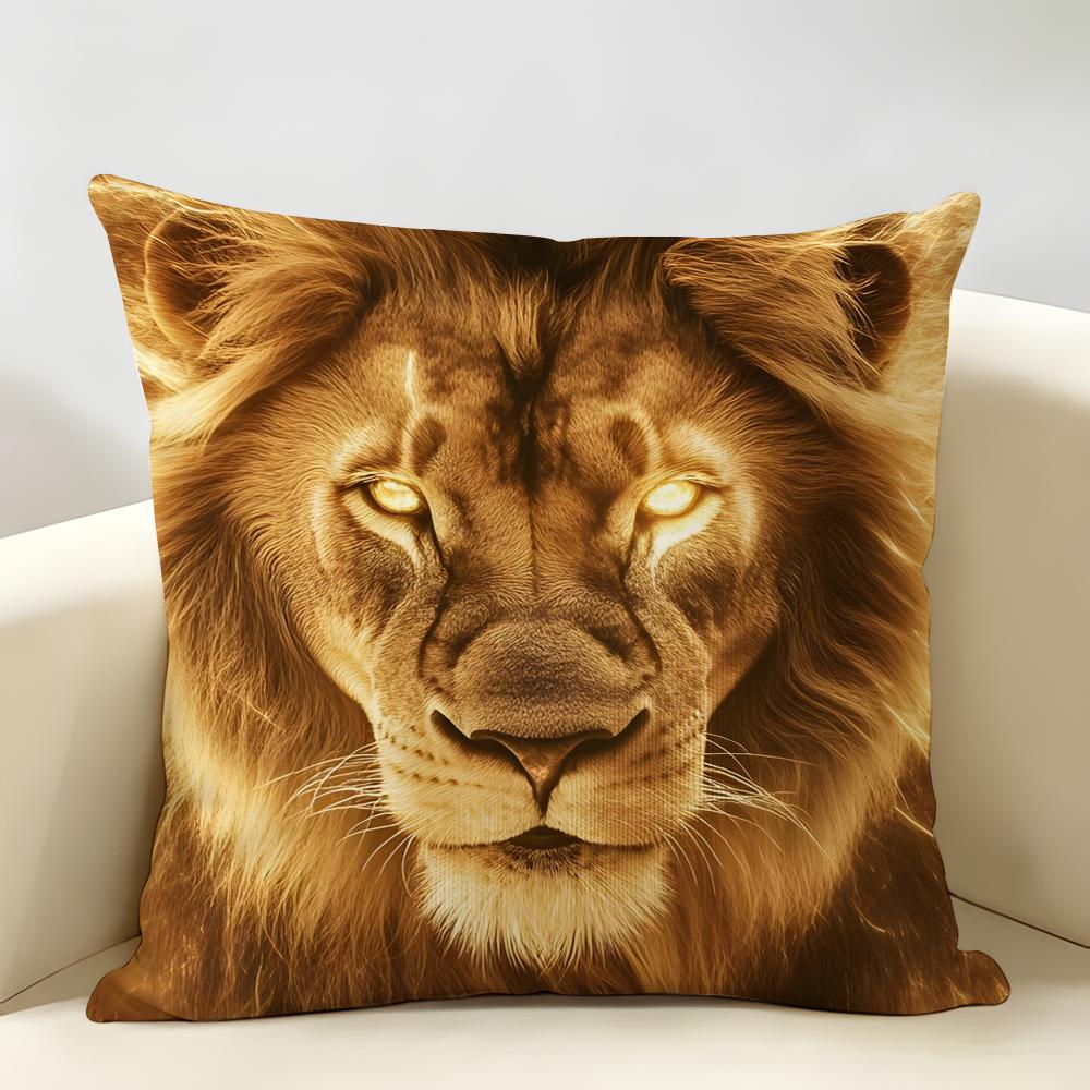 Cool Anime Lion Cushion Cover Durable Hypoallergenic Organic Linen Short Pillow Cover Washable
