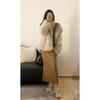 [] With a Coat and a Knitted Dress Inside, Autumn and Winter High-end Temperament Is Thin and Slim, Long Sweater Skirt