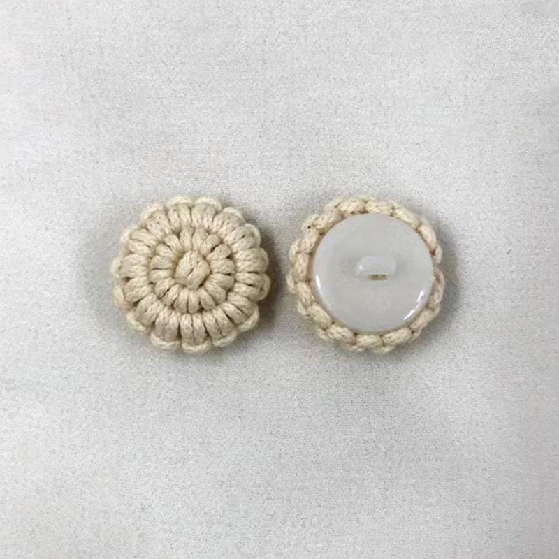 10Pz Corda di Cotone Intrecciata a Mano Bottoni all'Uncinetto con Foro per Maglione Cappotto Abbigliamento Borsa Fatta a Mano Progetto di Cucito Artigianale