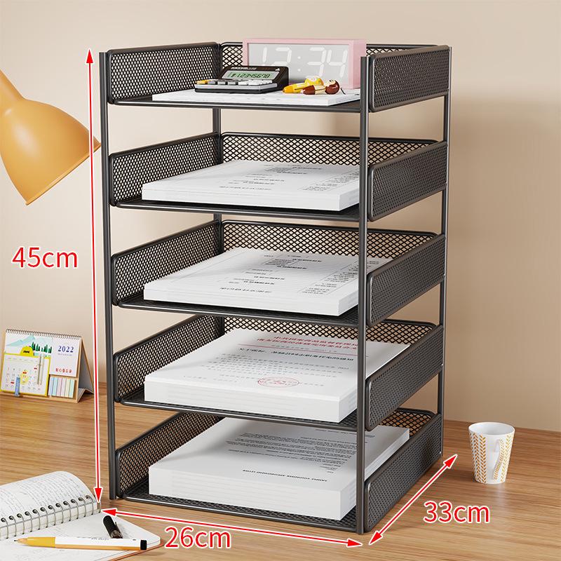 Multi-Layer Metal Desktop File Rack and Document Holder