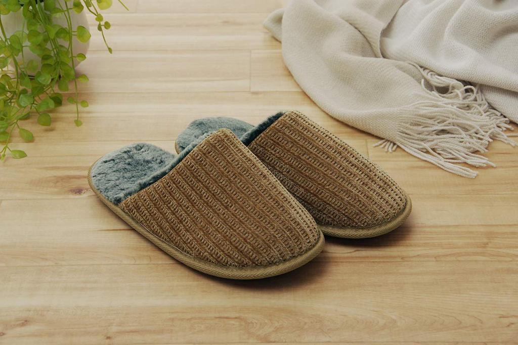 IKEHIKO Room Slippers, Unisex, Size L, Approx. 25-27cm, Brown, Warm for Indoor Use, Fall/Winter, #7320149