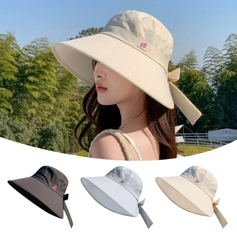 

Breathable Bucket Hat Anti-Ultraviolet Beach Cap NEW Panama Hat Women бежевий