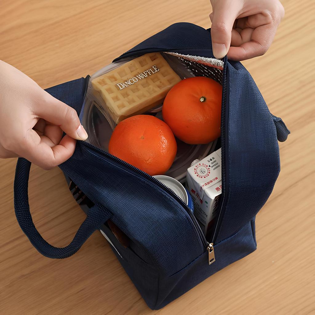 Insulated Lunch Box Bag for Students and Office Workers, Waterproof and Anti-Oil Handbag with Large Capacity and Aluminum Foil Lining