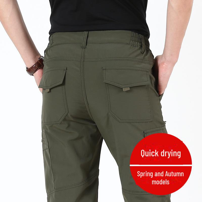 

Мужские быстросохнущие водонепроницаемые ветрозащитные брюки с несколькими карманами, свободный крой, прямые штанины, S105 4XL