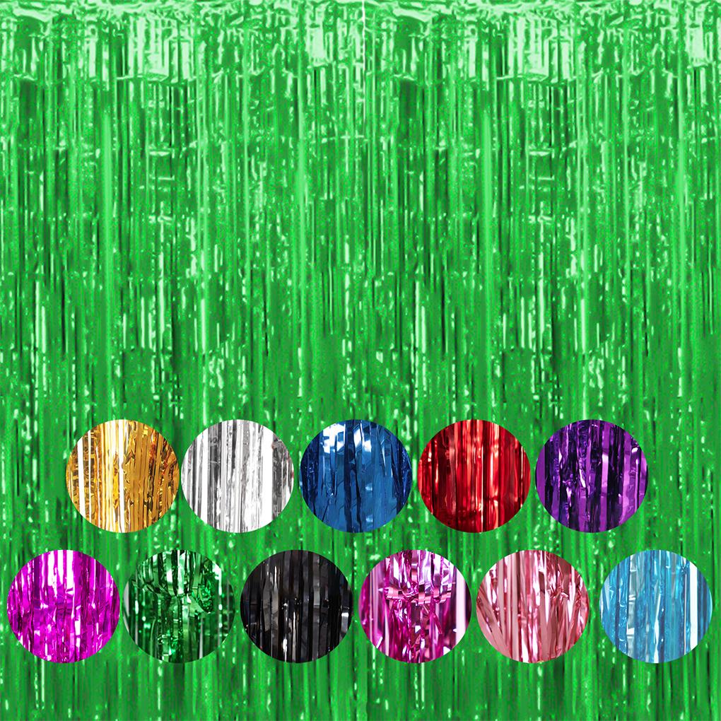 1pcs Set 6.5ft Gold Aluminium Foil Streamers Decorations For Birthday Party Tinsel Curtain Backdrop Fringe Curtain