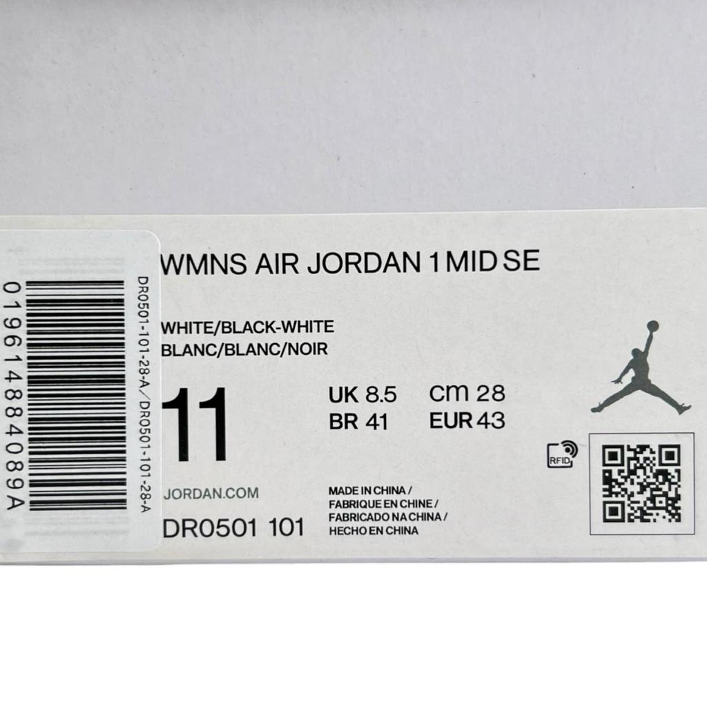 Nike WMNS AIR JORDAN 1 MID SE DR0501-101 Sneakers Black Mens JP28 EU43 US11 Used