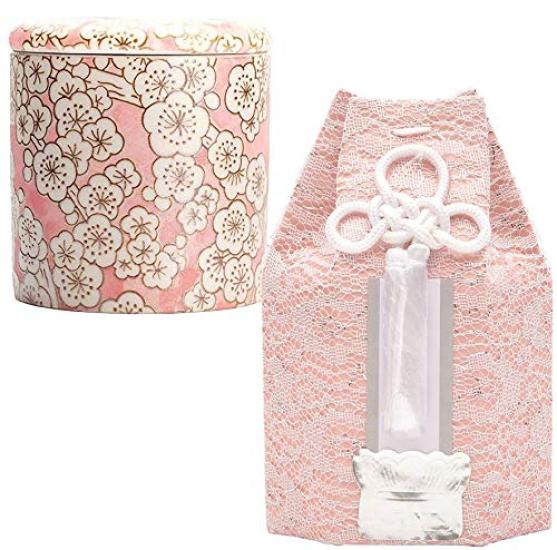 

Mini Urn [Seto Ware Silicone-Attached Bone Turtle, Full Bloom Plum Blossom Pink, 2.0 inches + Pink Ashes Bag Set] [Feel Close to Home Memorial