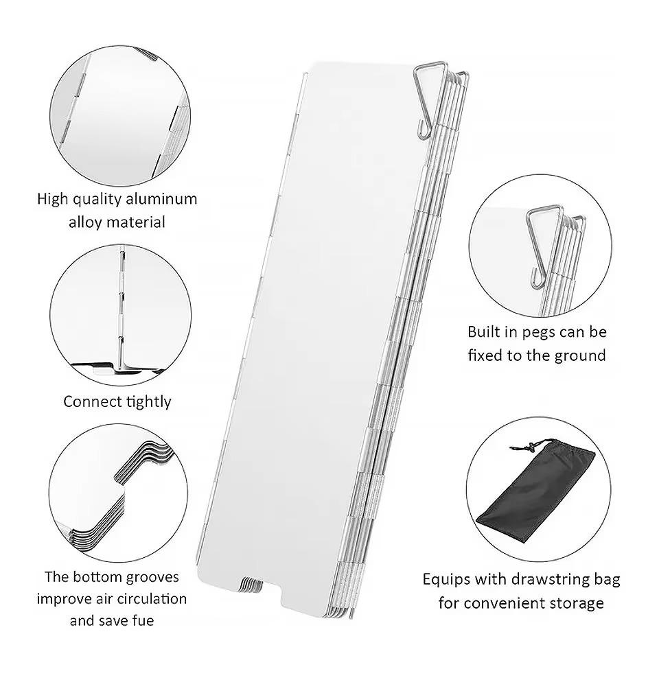 8/10 Plates Aluminum Alloy Gas Stove Wind Shield Outdoor Camping Picnic Cooking Burner Windproof Screen