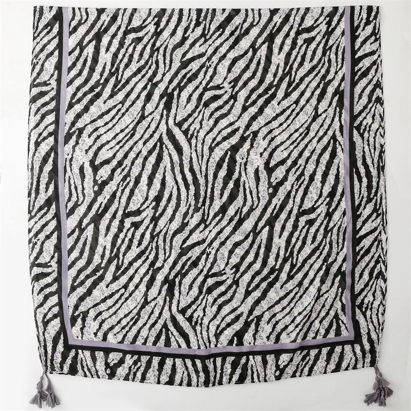 Spring And Autumn Zebra Pattern Chiffon Scarf For Sunshade, Cotton And Hemp Scarf For Traveling In The Desert, Sunscreen, Big Shawl For Women