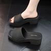 Women's Non-Slip Chunky Heel Slippers – Lightweight, Thick Sole, One-Strap Summer High Heels for Height Increase