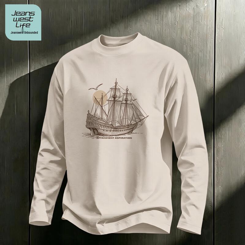 Jeanswest Life Men's Minimalist Long Sleeve Crew Neck T-Shirt
