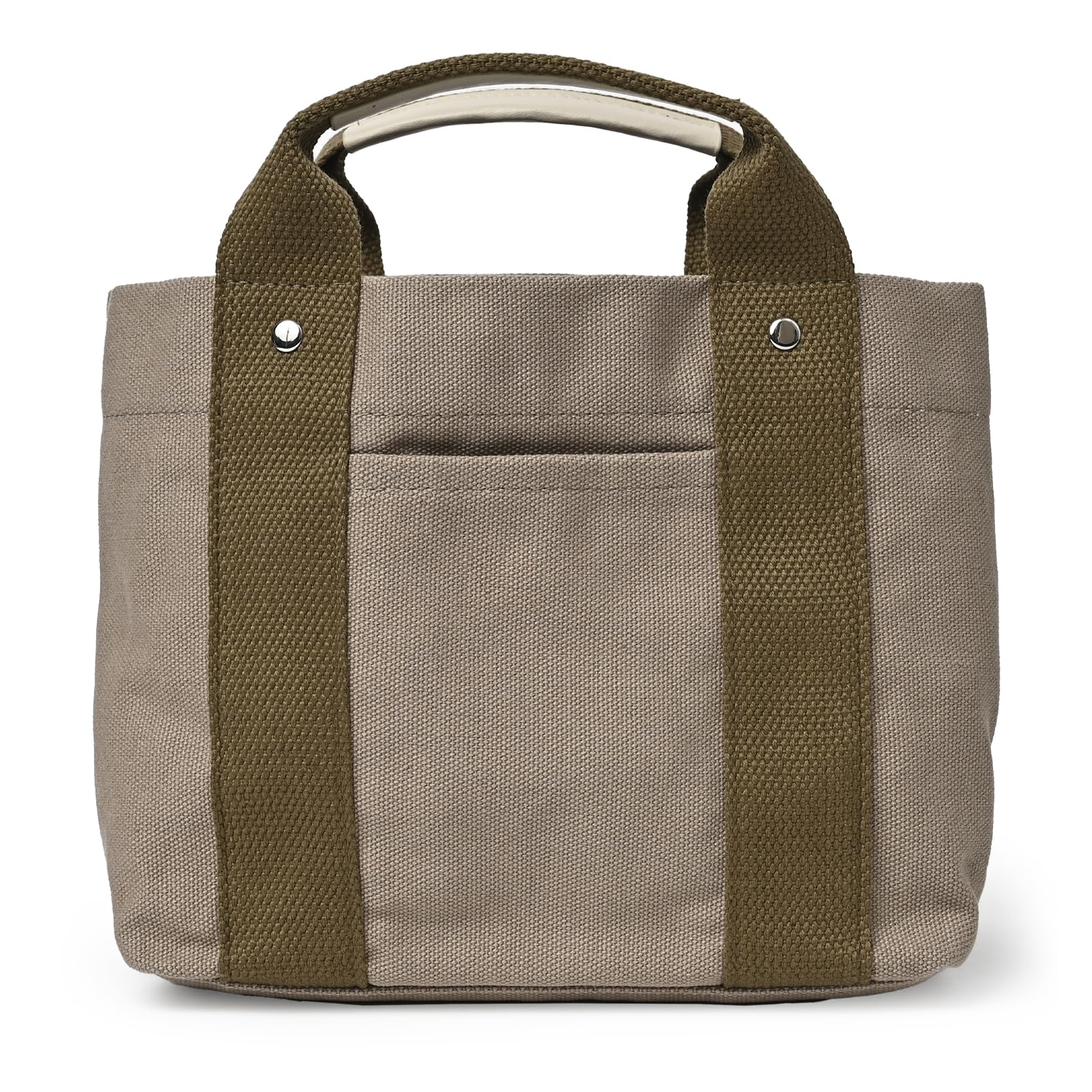 

QUARE Mini Tote Bag for Men and Multiple Large Fabric Canvas Bag x Women, Canvas, Pockets, Capacity, Dividers, Popular, Small, Simple, (Greige Khaki)