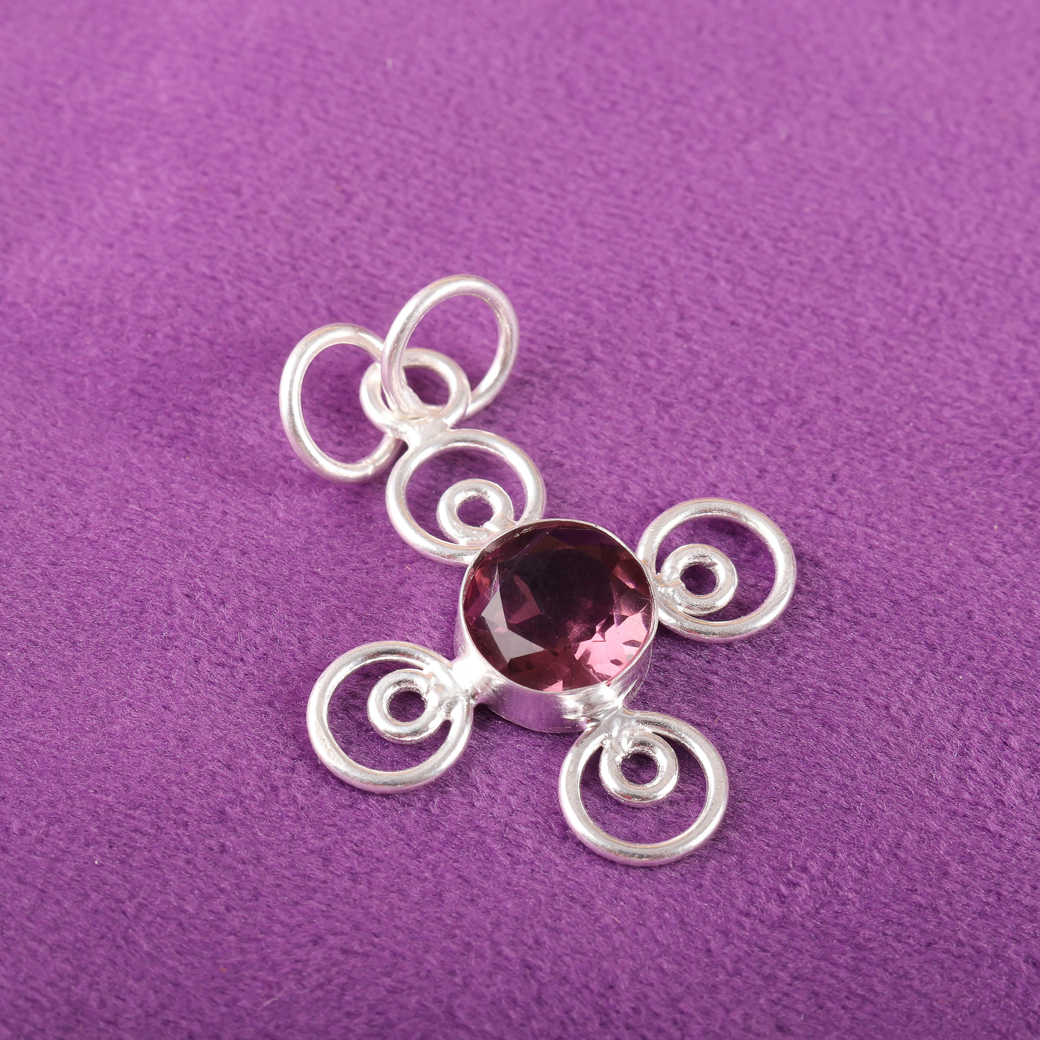 

Ювелирные изделия из драгоценного камня родолит, серебряный кулон ручной работы, кулон из цельного серебра 925 пробы для подарка матери 1.57 Inches розовый