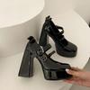 New Chunky French Waterproof Platform Mary Jane Single Shoe Women 12Cm Fashion Spice Heels