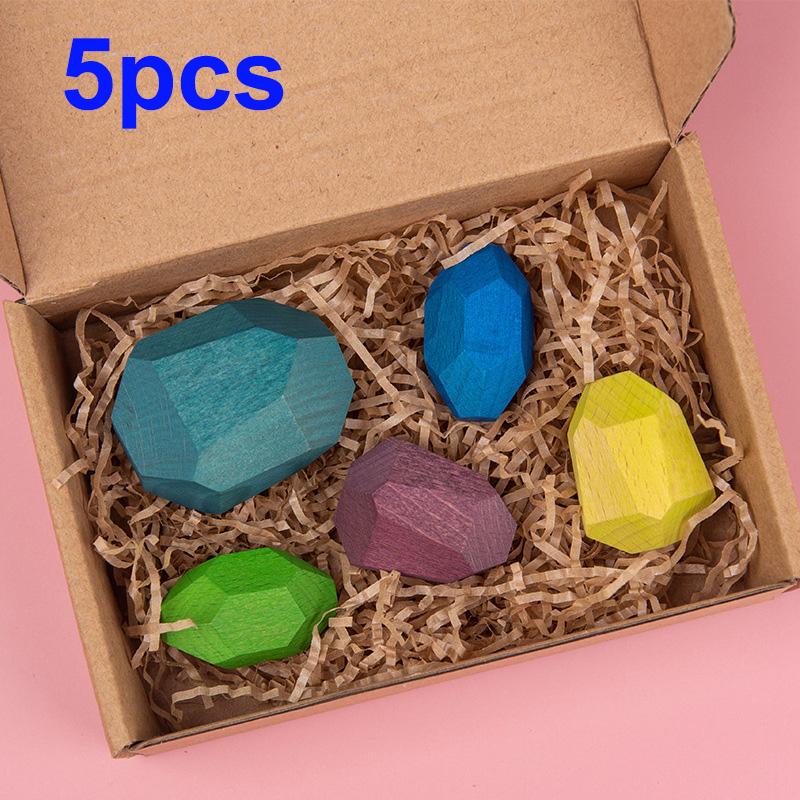 

Rainbow Stone Wood Building Blocks Toy Kids Intellectual Development Educational Wooden Toys for Children Stacking Game