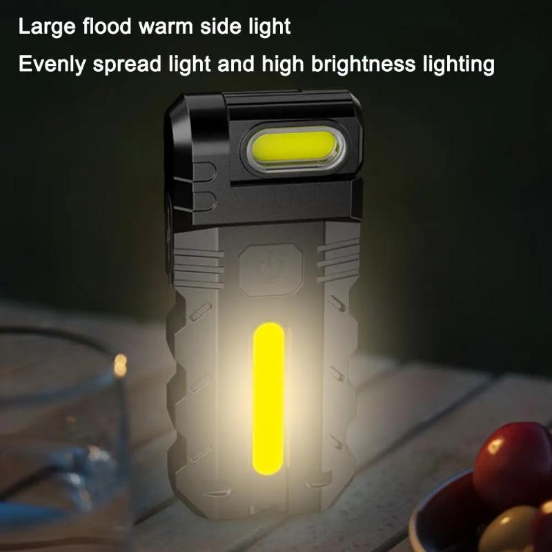 Ultra Bright LED Flashlight USB Rechargeable EDC Pocket Torch with 180°  Rotating Head Mini Magnetic Outdoor Emergency Work Lamp