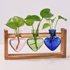 Plant Propagation Station Glass Vase with Wooden Frame Hydroponic Plant Terrarium Kit Love Bulb Vase for Indoor Plants Desktop Decor