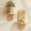 Multifunctional Wall Shelf Bohemian Farmhouse Oval Spiral Wall Shelf for Room Bedroom Decor Rustic Wooden Floating for Bathroom
