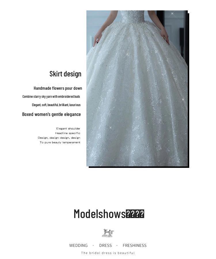 2025 French Luxury Wedding Dress for Petite Pregnant Bride - Princess Style with Train and Heavy Embroidery (D102)