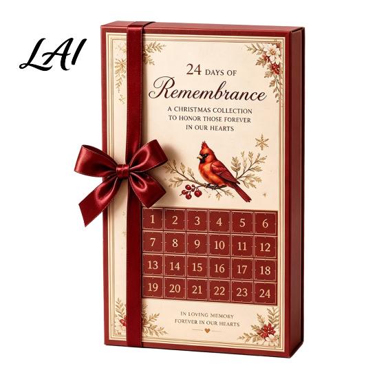 Decorative Acrylic 24-Day Countdown Bird Christmas Pendants Red Calendar, 2D Ornaments Holiday Tree Decorations