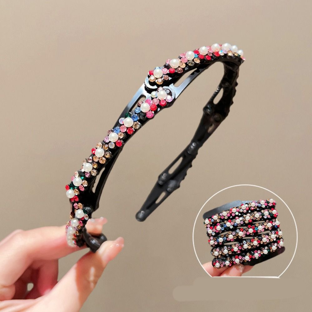 Foldable and Extendable Rhinestone Headband Women Travel Portable Storage Face Wash Makeup Hair Band Hair Hoop Hair Accessories