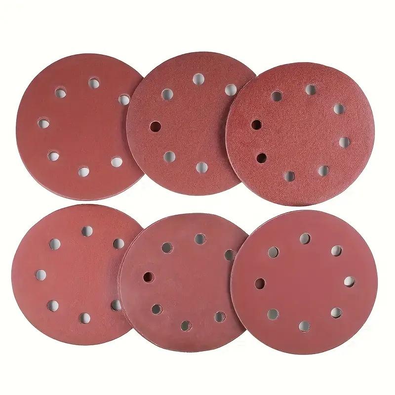 50Pcs 180mm/7inch 8 Hole Sandpaper Hook Grinding Wheel for Electric Wallboard Sander Polishers 60/80/120/240/320 Grain Size