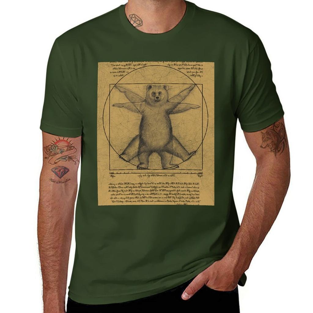 New The vitruvian bear TShirt boys t shirts Aesthetic clothing mens plain t shirts