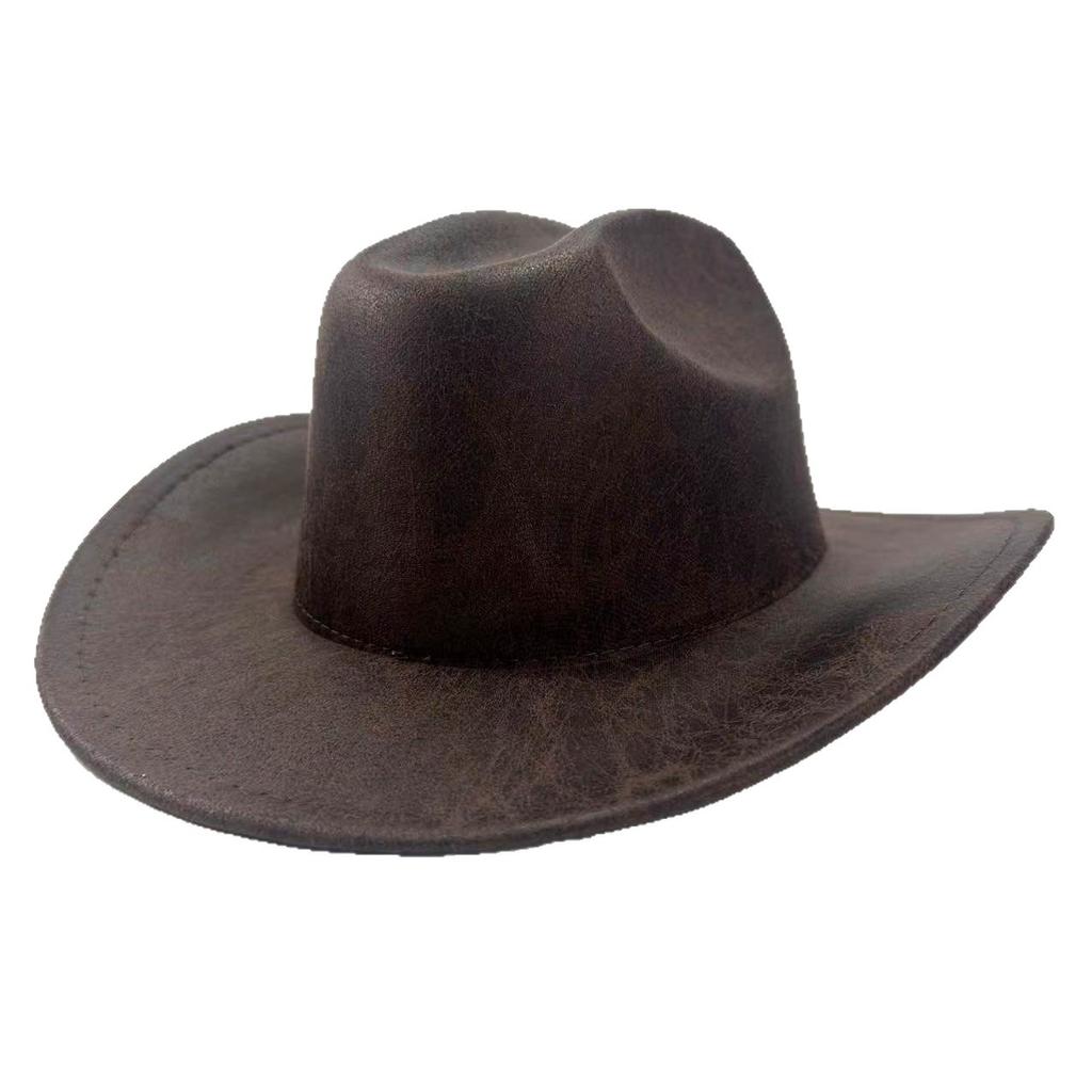 Neuer ethnischer Stil Tibetischer Western-Cowboyhut Frühling und Sommer Filzhut Aufgekrempte Krempe Jazzhut Herren- und Damenzylinder