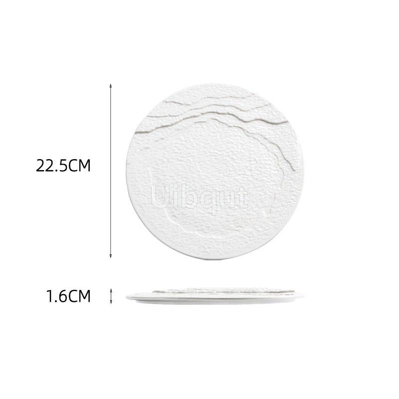 white round Ceramic creative Dinner steak Plate Irregular Texture Dessert Dish Snack Pasta Flat Restaurant Specialty Tableware