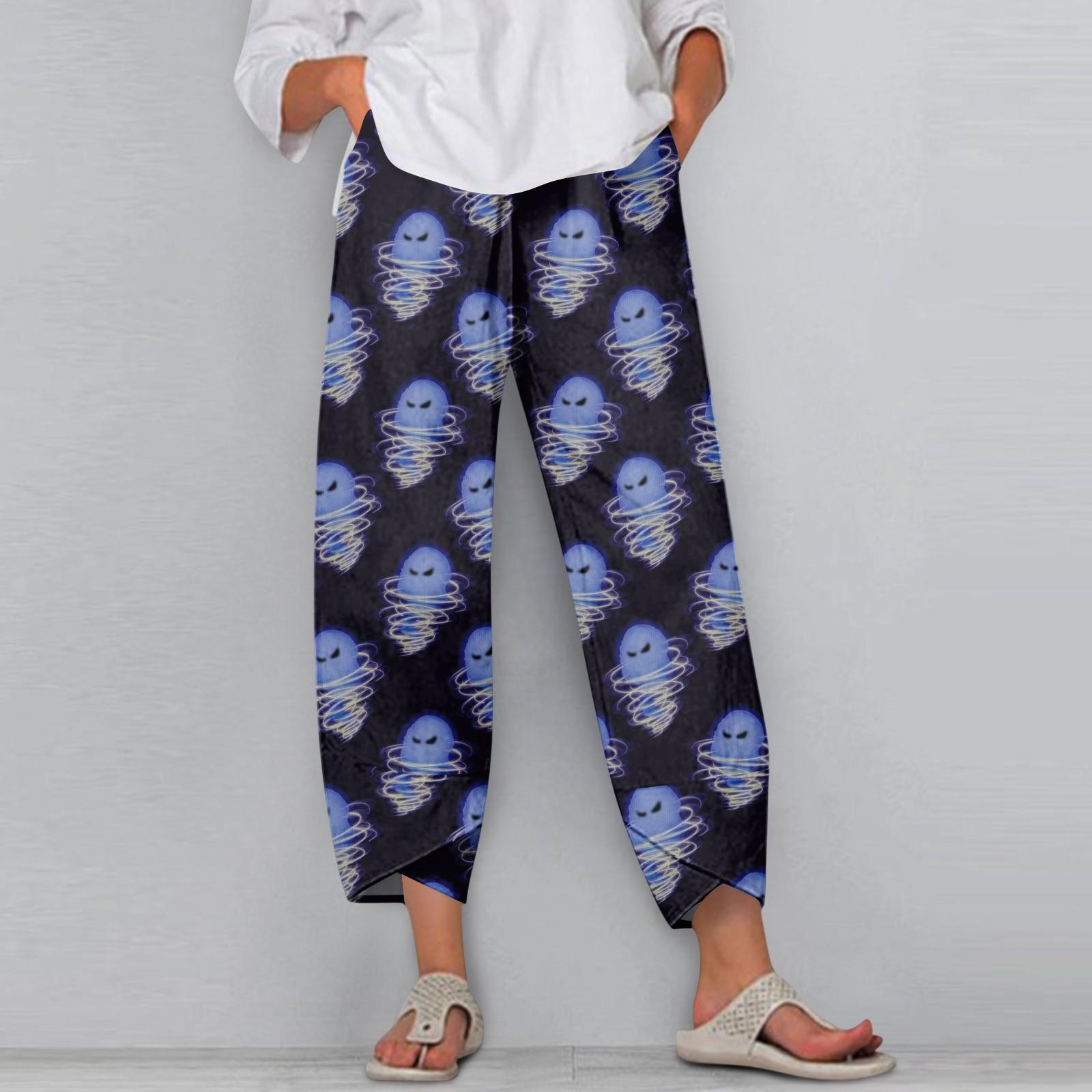 

Women s Pants With Pockets Casual Trousers Pants For Women Summer Casual Wide Leg Elastic Waist Pants With Pockets L синій