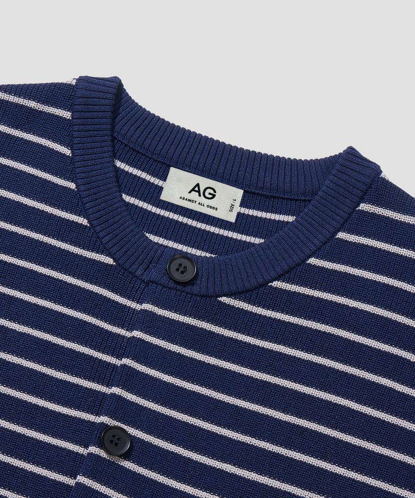 Agod Striped Knit Cardigan [Navy]