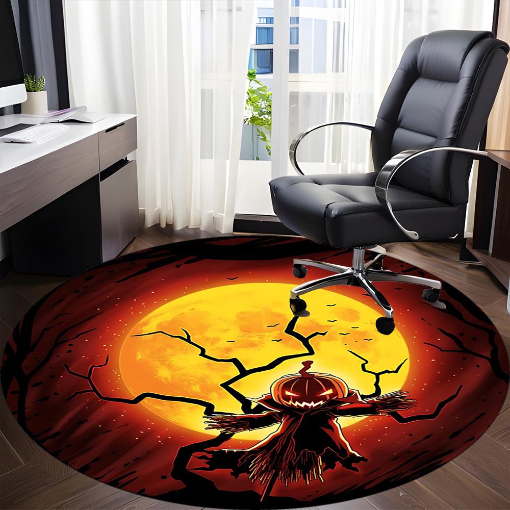 1pc Pumpkin Moon Office Round Area Rug, Under Office Chairs Bedroom Living Room Home Decor, Room Deco, Available In Various Sizes 197