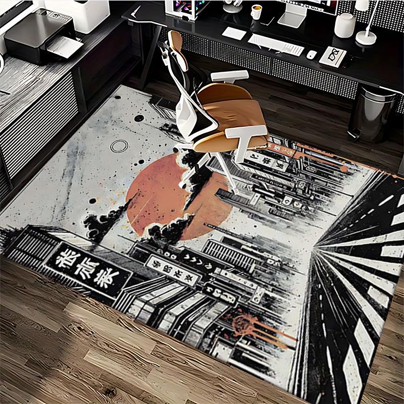 1pc Anime Cartoon Design Office Chair Mat - Japanese Style Decorative Carpet for Home and Office, Suitable for All Seasons, Perfect Gift Idea.A089