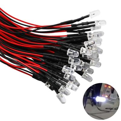 Pack of 20 5mm LED Compact Bulbs with and Resistor for Diorama General Purpose Train Building Color Advertising Digital and More Chips, Wiring, 3-12V,