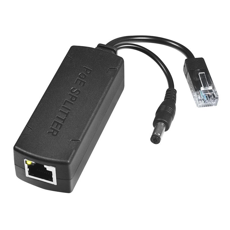 

48В POE в 12В DC Розгалужувач для Відеоспостереження із Захистом від Блискавки чорний