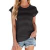 Women's Fashion Casual Basic Striped Textured Round Neck T-shirt Vest Top