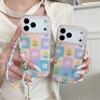 Spring Floral Grid Chain Case for iPhone 17, 16 Pro Max, 15 Pro