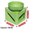 Ceramic Clay Candle Operated Aroma Burner Oil Diffuser, Extra Large Bowl, with 1 Tealight, 4.25 Inch, (Green)