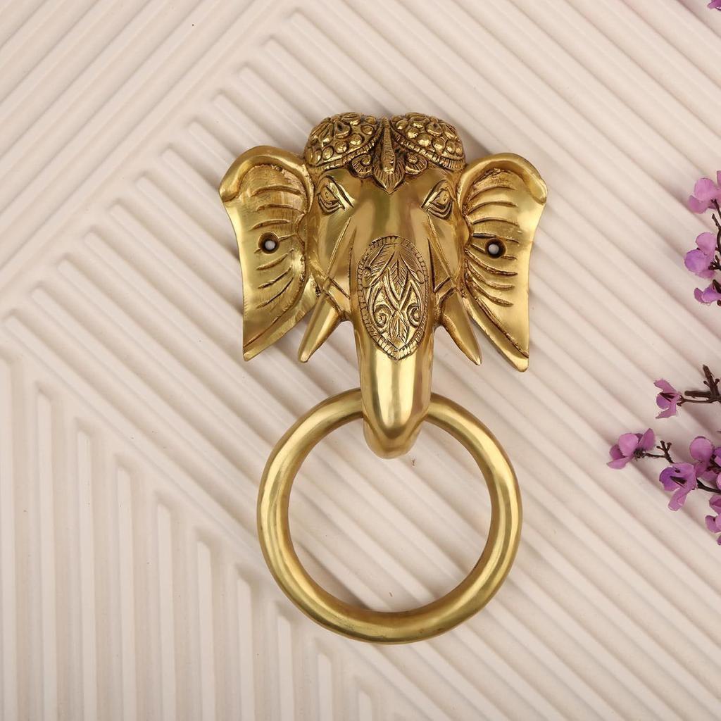 Brass Elephant Door Knock for Main Door |  | Standard Size | Elegant Home Entrance Décor | Durable & Stylish Front Door Accessory | Pack of 1