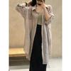 Cămașă de damă supradimensionată din in și bumbac cu nasturi, lungime medie, croială largă, casual, bluză cu protecție solară