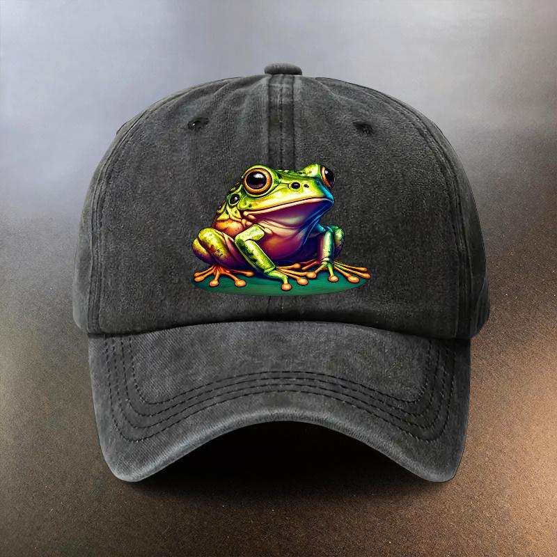 A Cute Frogprint Washed Hat a Sunshading Baseball Cap for Daily Outings a Musthave Fashionable Couples Hat a Versatile Vi