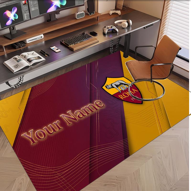 Personalized Crystal Velvet Carpet AS Roma FC Pattern Non Slip Floor Rug