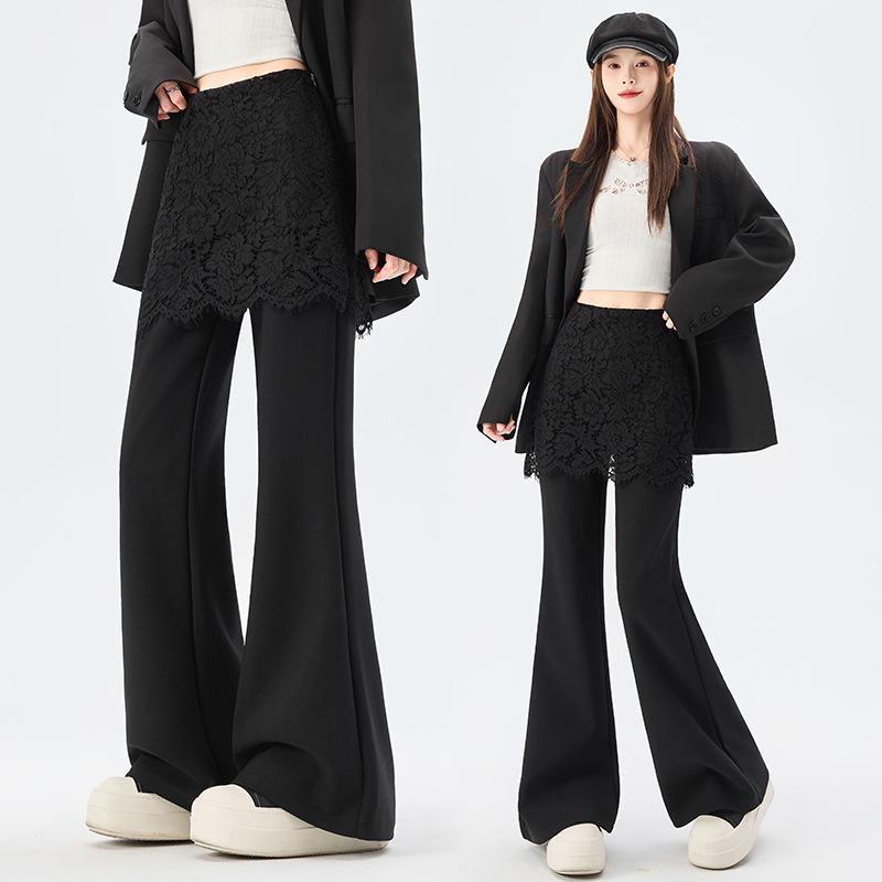 Lace-Accent High-Waist Slim-Fit Micro-Flare Pants for Women - 2026 Spring Fashion