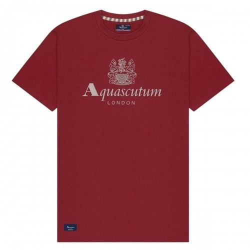 Aquascutum Mens Bordeaux Big Logo T-Shirt