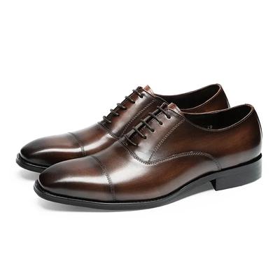 Fashion Genuine Leather Shoes Classic Gentleman Lace-up Wedding Formal Shoes Top Layer Cowhide Oxfords Elegant Party Banquet Dress Shoe