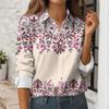 Women's Button Down Prints Shirt Long Sleeve Shirt Business Work Tops Casual With Pockets Jacket