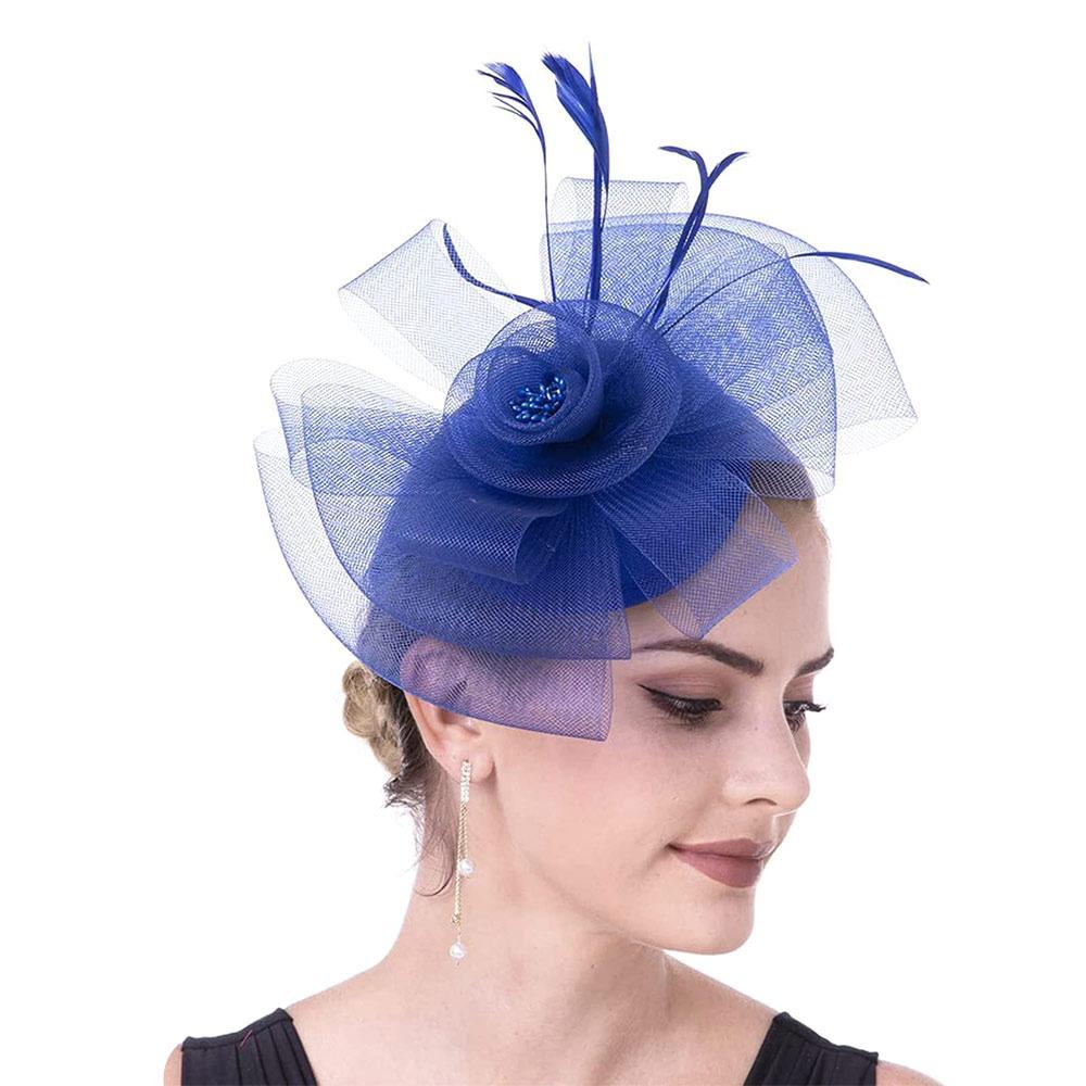 

Feathers Ribbon Hair Band Bridal Hair Accessories Vintage Kentucky Headband Women темно-синього кольору