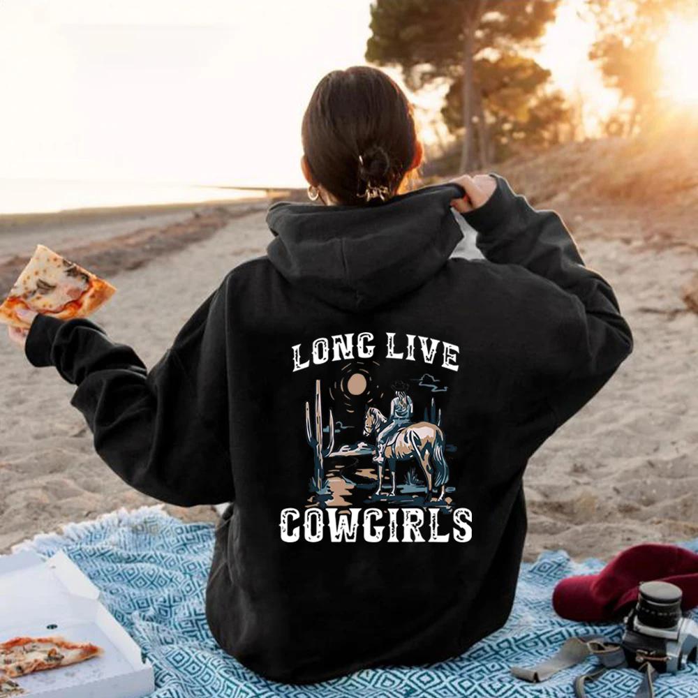 Long Live Cowboy Girl Hoodie Western Desert Hoodie Sportswear Kaktus Szene Cowboy Country Life Hoodie Country Girl Fashion Hoodi
