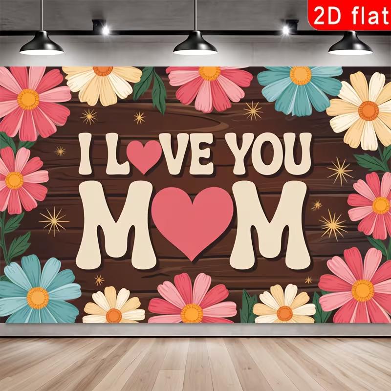 2D Wood Grain Floral Mother's Day Photography Background