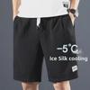 Men's Trendy Ice Silk Casual Shorts, Loose Five-Point Summer Style, All-Match Big Pants